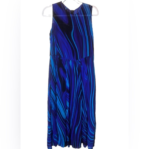 Akris Punto Blue Planet Print Sleeveless MidiDress Size US 4 - Picture 2 of 7